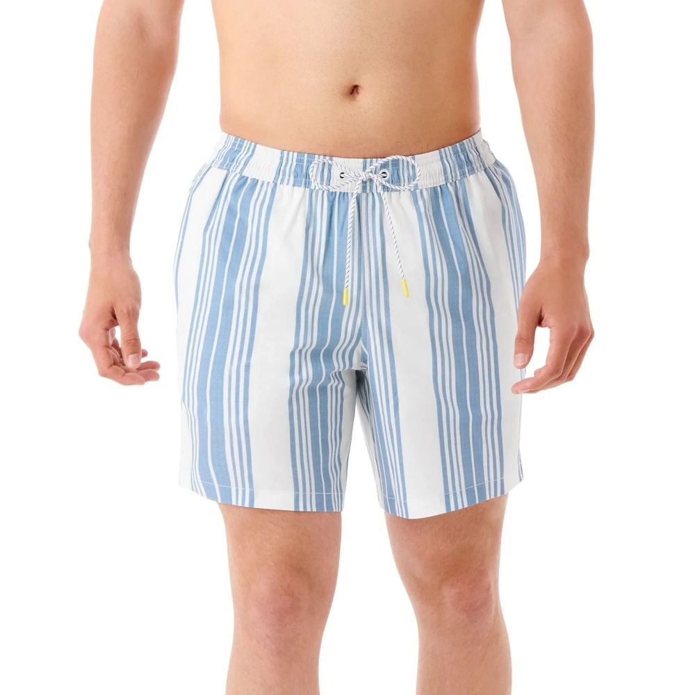 Bonobos Mens Blue White Striped Swim Trunks 7 Inch Inseam XL